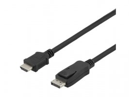  Video kabel DELTACO DisplayPort DP (m) na HDMI (m), 2m, 4K, črni