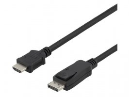  Video kabel DELTACO DisplayPort DP (m) na HDMI (m), 1m, Ultra HD (4K), črni