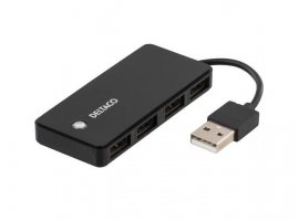  USB HUB DELTACO, 4-port, USB-A 2.0, črni