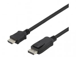  Video kabel DELTACO DisplayPort DP (m) na HDMI (m), 3m, Ultra HD (4K), 30Hz, črni