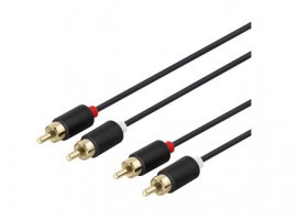  Avdio kabel DELTACO 2xRCA (m) na 2xRCA (m), 1m, pozlaćeni, črni