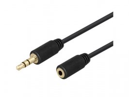  Produžni Avdio kabel DELTACO 3.5mm (m) na 3.5mm (ž), 1m, pozlaćeni konektori, črni