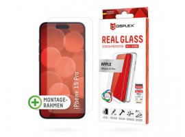  Zaščitno steklo + maska DISPLEX Real Glass 2D + Case za iPhone 15 Pro